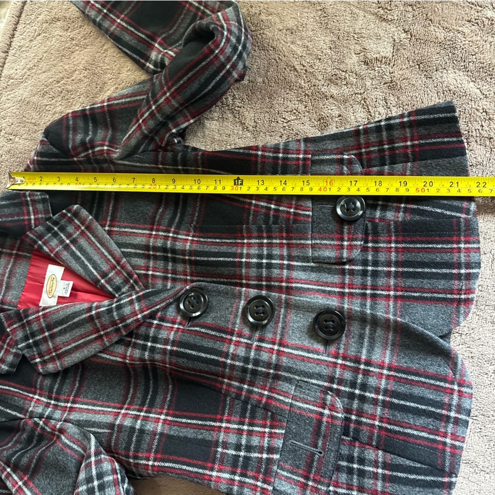 Talbots wool-blend tartan plaid blazer jacket in grey, black, and red size 2 - Picture 10 of 11